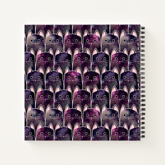 Viele Galaxy Cats Muster Notizblock (Rückseite)