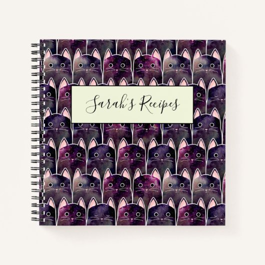 Viele Galaxy Cats Muster Notizblock (Vorderseite)