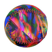 Viele gedrehte Quadrate mit bunten Pinselstrichen Baseball (Vorderseite Links)