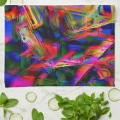 Viele gedrehte Quadrate mit bunten Pinselstrichen Geschirrtuch (Gefaltet)