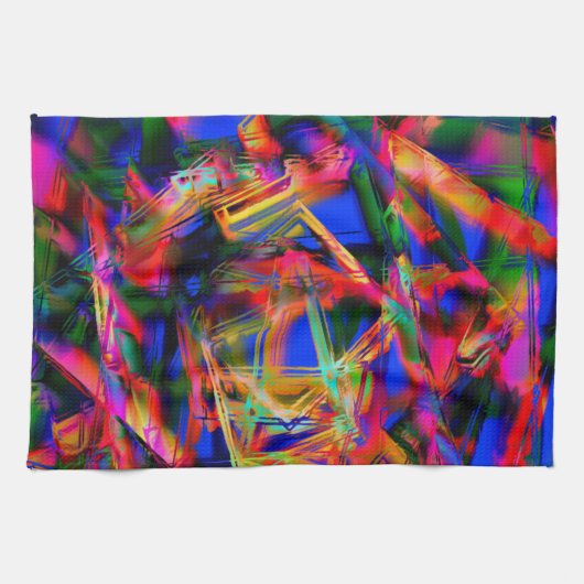 Viele gedrehte Quadrate mit bunten Pinselstrichen Geschirrtuch (Horizontal)