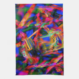 Viele gedrehte Quadrate mit bunten Pinselstrichen Geschirrtuch