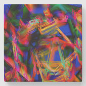 Viele gedrehte Quadrate mit bunten Pinselstrichen Steinuntersetzer (Vorderseite)