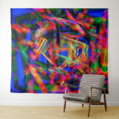 Viele gedrehte Quadrate mit bunten Pinselstrichen Wandteppich (Beispiel (Horizontal))