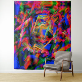 Viele gedrehte Quadrate mit bunten Pinselstrichen Wandteppich