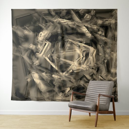 Viele gedrehte Quadrate mit Pinselstrichen Wandteppich (Beispiel (Horizontal))