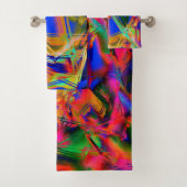 Viele gekrönte Quadrate mit bunten Pinselstrichen Badhandtuch Set (Insitu)