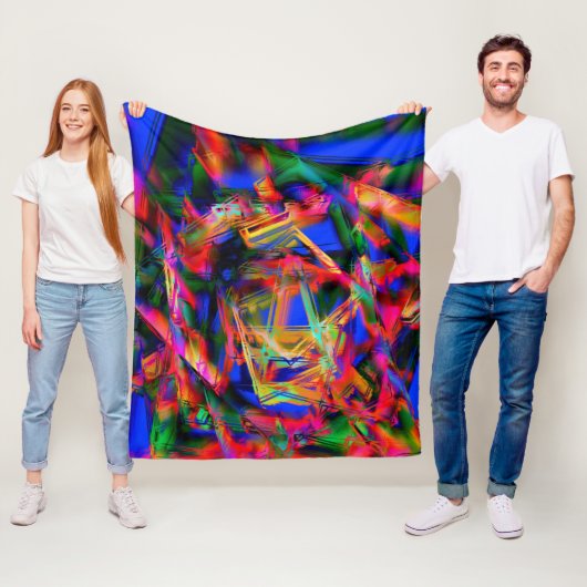 Viele gekrönte Quadrate mit bunten Pinselstrichen Fleecedecke (Beispiel)