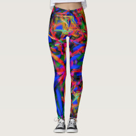 Viele gekrönte Quadrate mit bunten Pinselstrichen Leggings