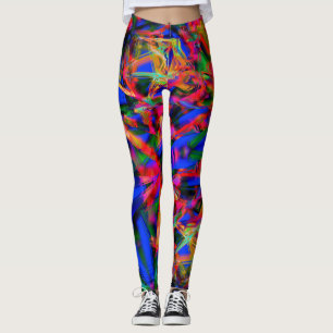 Viele gekrönte Quadrate mit bunten Pinselstrichen Leggings