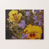 viele gelbe, blaue und weiße Blume Puzzle (Horizontal)