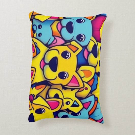 Viele gelbe Hunde Dekokissen (Rückseite(Vertikal))