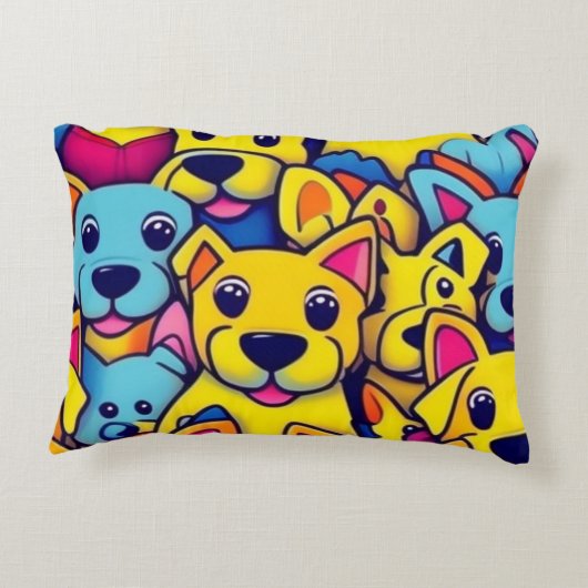 Viele gelbe Hunde Dekokissen (Rückseite)