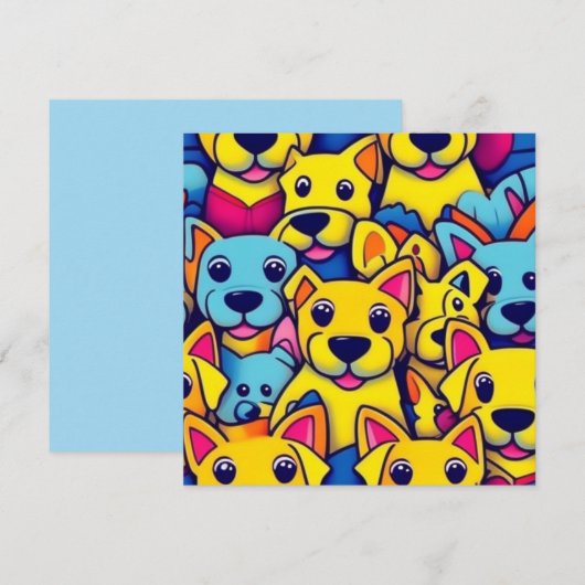 Viele gelbe Hunde Einladung (Vorne/Hinten)