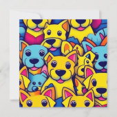 Viele gelbe Hunde Einladung (Vorderseite)