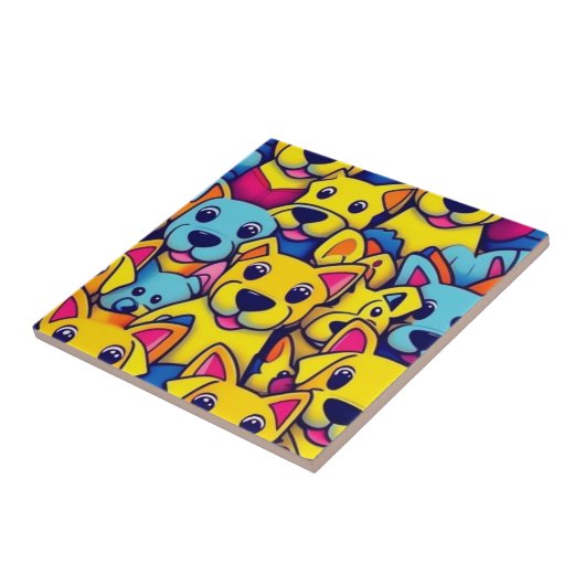 Viele gelbe Hunde Fliese (Seite)