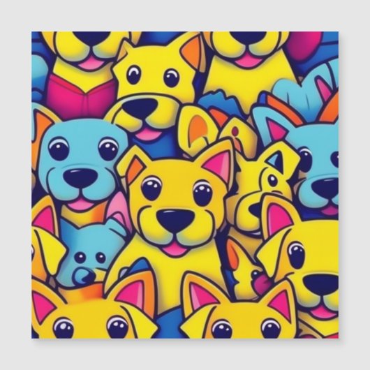 Viele gelbe Hunde Magneteinladung (Vorderseite)