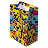 Viele gelbe Hunde Mittlere Geschenktüte (Rückseite Schrägansicht)