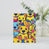 Viele gelbe Hunde Postkarte (Stehend Vorderseite)