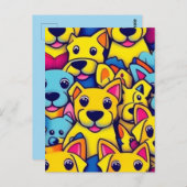 Viele gelbe Hunde Postkarte (Vorne/Hinten)
