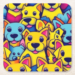 Viele gelbe Hunde Rechteckiger Pappuntersetzer