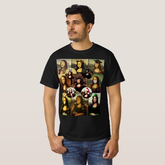 Viele Gesichter der Mona Lisa T-Shirt (Vorne ganz)