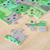 Viele grüne Katzen Design Jigsaw Puzzle (Seite)