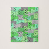 Viele grüne Katzen Design Jigsaw Puzzle (Vertikal)