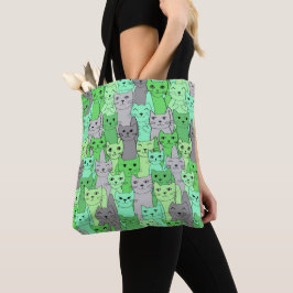 Viele grüne Katzen Design Totbeutel Tasche