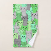 Viele grüne Katzen entwerfen Badetücher Set (Handtuch)
