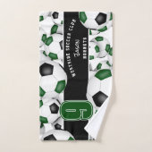 Viele grüne schwarze Mannschaftsfarben Fußball-Bäl Badhandtuch Set (Handtuch)
