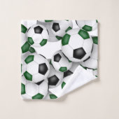 Viele grüne schwarze Mannschaftsfarben Fußball-Bäl Badhandtuch Set (Waschlappen)
