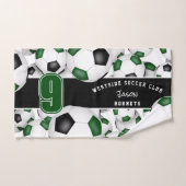 Viele grüne schwarze Mannschaftsfarben Fußball-Bäl Badhandtuch Set (Handtuch)