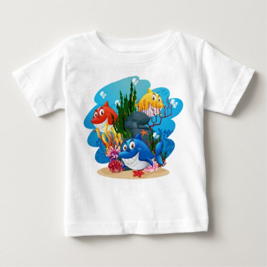 Viele Haie unter Wasser Cartoon-23986 Baby T-shirt (Vorderseite)