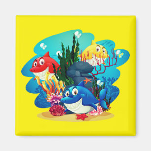 Viele Haie unter Wasser Cartoon-23986 Magnet