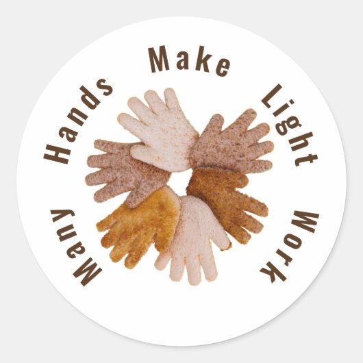 Viele Hände machen Licht arbeiten Toasthand Poster Runder Aufkleber (Vorderseite)