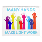 Viele Hands führen einen vollständigen Farbkalende Kalender (Titelbild)