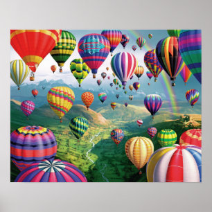 Viele Heißluftballons Poster