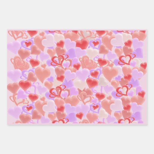 Viele Herzen in 3D-Optik - Geschenkpapier Set (Vorderseite 2)