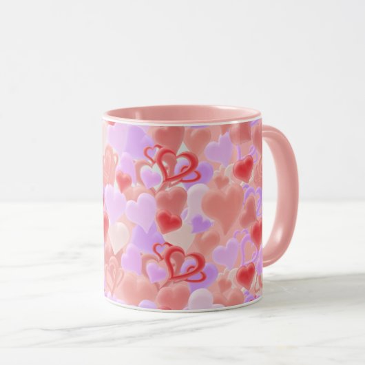 Viele Herzen in 3D-Optik - Tasse (VorderseiteRechts)
