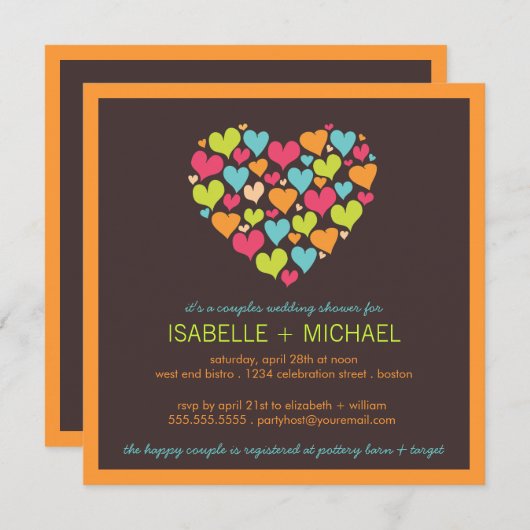 Viele Herzklopfe Polterabend Einladung (Vorne/Hinten)