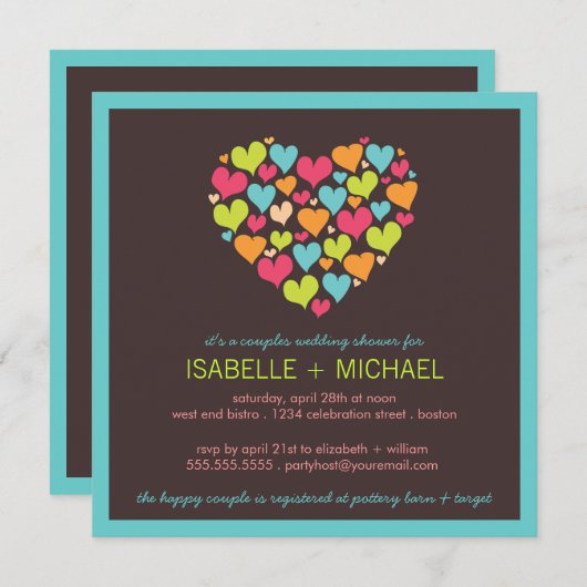 Viele Herzklopfe Polterabend Einladung (Vorne/Hinten)