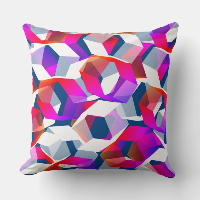 Viele Hexagons mit blauem Hintergrund Kissen (Vorderseite)