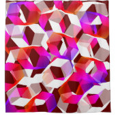 Viele Hexagons mit dunkelrotem Hintergrund Duschvorhang (Vorderseite)