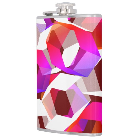 Viele Hexagons mit dunkelrotem Hintergrund Flachmann (Links)