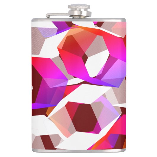 Viele Hexagons mit dunkelrotem Hintergrund Flachmann (Vorderseite)