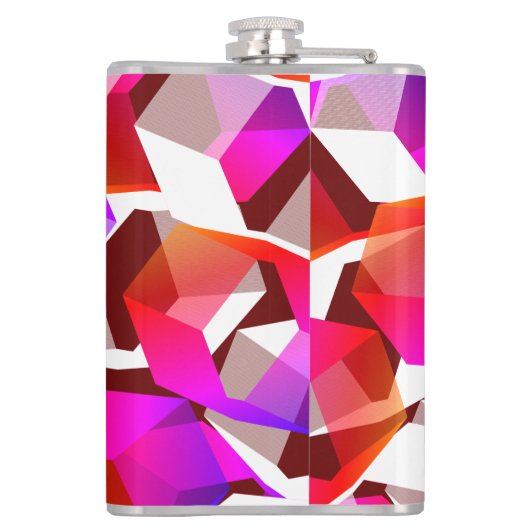 Viele Hexagons mit dunkelrotem Hintergrund Flachmann (Rückseite)