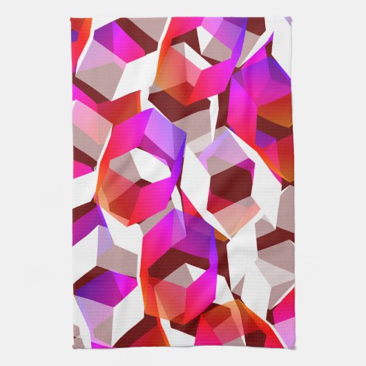 Viele Hexagons mit dunkelrotem Hintergrund Geschirrtuch (Vertikal)