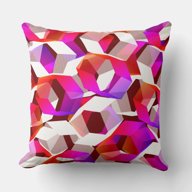 Viele Hexagons mit dunkelrotem Hintergrund Kissen (Vorderseite)