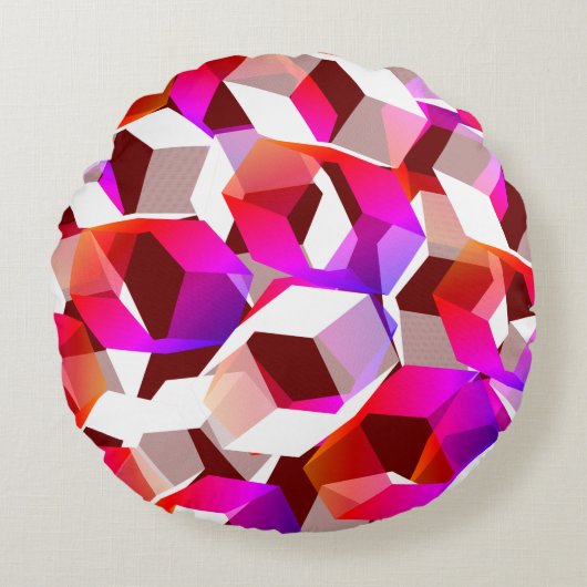 Viele Hexagons mit dunkelrotem Hintergrund Rundes Kissen (Vorderseite)